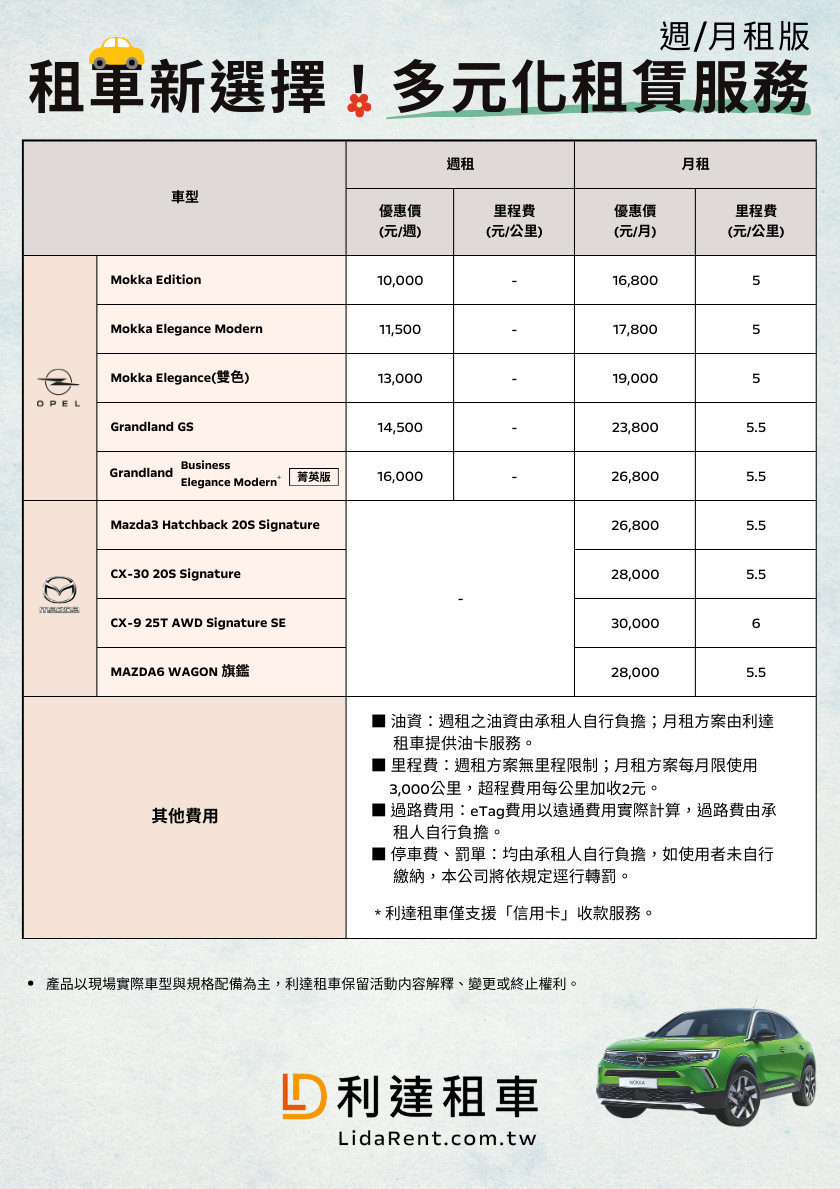 週租 / 月租優惠