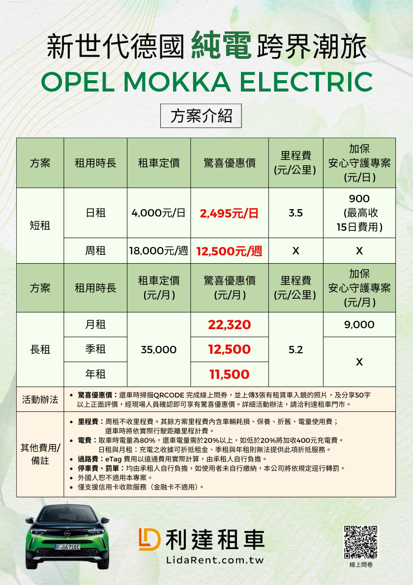 電動車短租優惠(日租/周租)